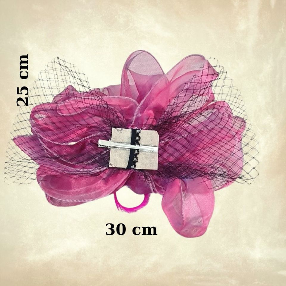 Carol Fuşya Pembe Renk Alternatifli Elegan Şapka 45 cm