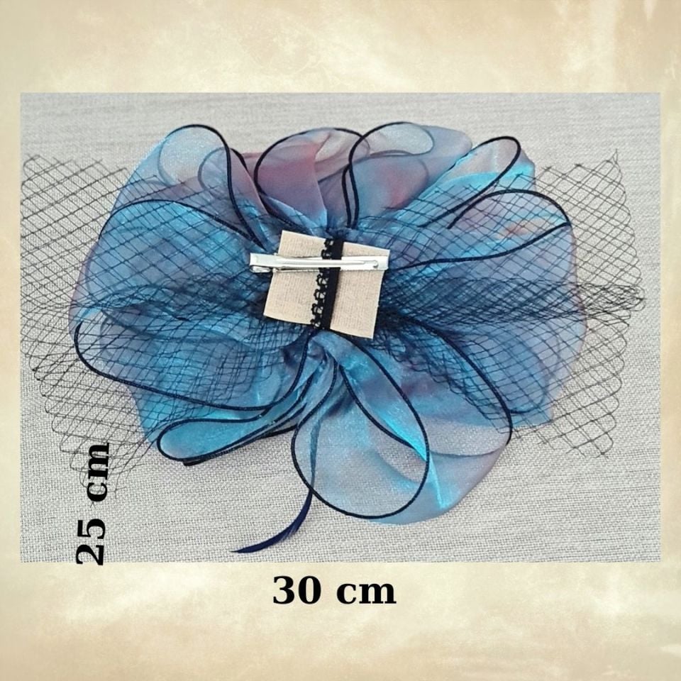 Carol Mavi Renk Alternatifli Elegan Şapka 45 cm