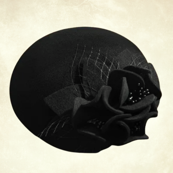 Rose Siyah Renk Vualet Şapka