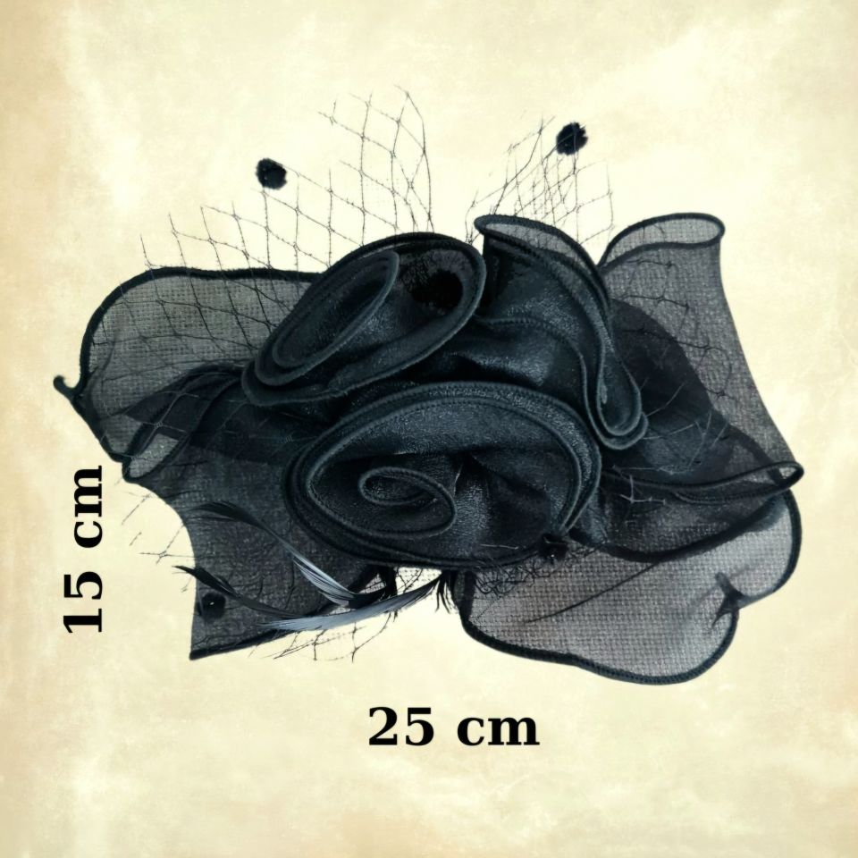 Victoria Siyah Renk Alternatifli Elegan Şapka 40 cm