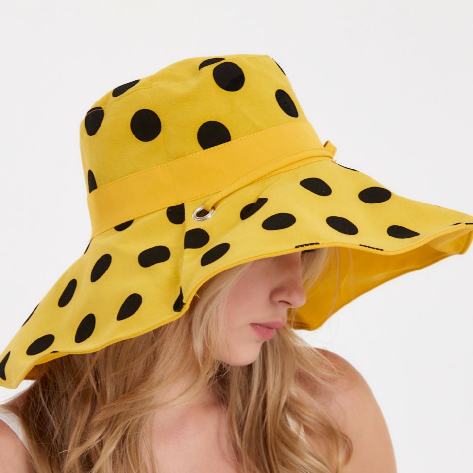 Country Sarı Siyah Renk Puantiyeli Şapka 45 cm