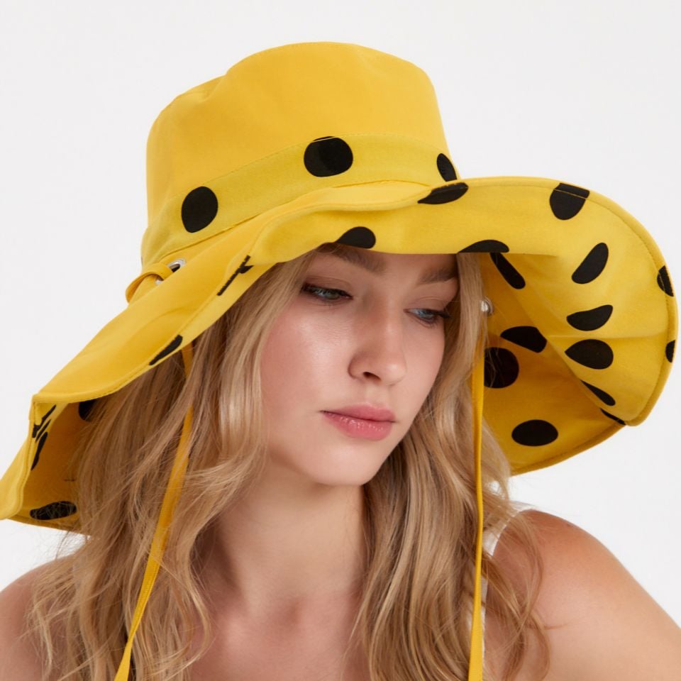 Country Sarı Siyah Renk Puantiyeli Şapka 45 cm