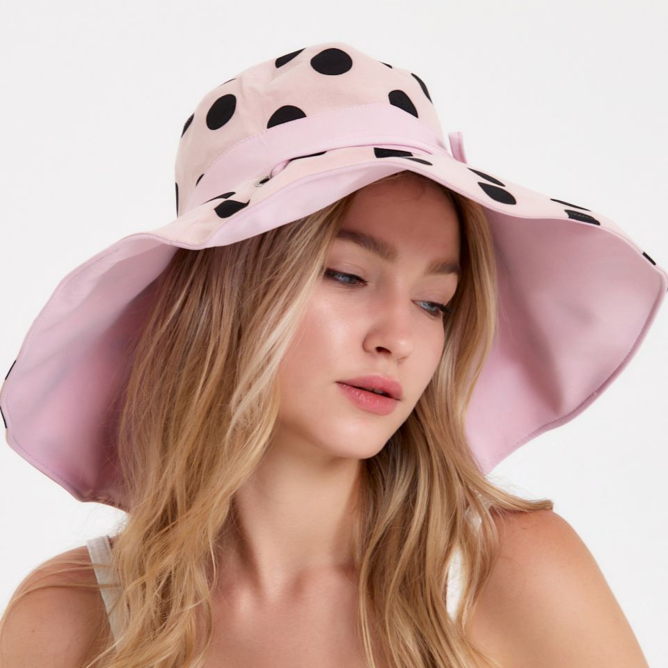 Country Pembe Siyah Renk Puantiyeli Şapka 45 cm