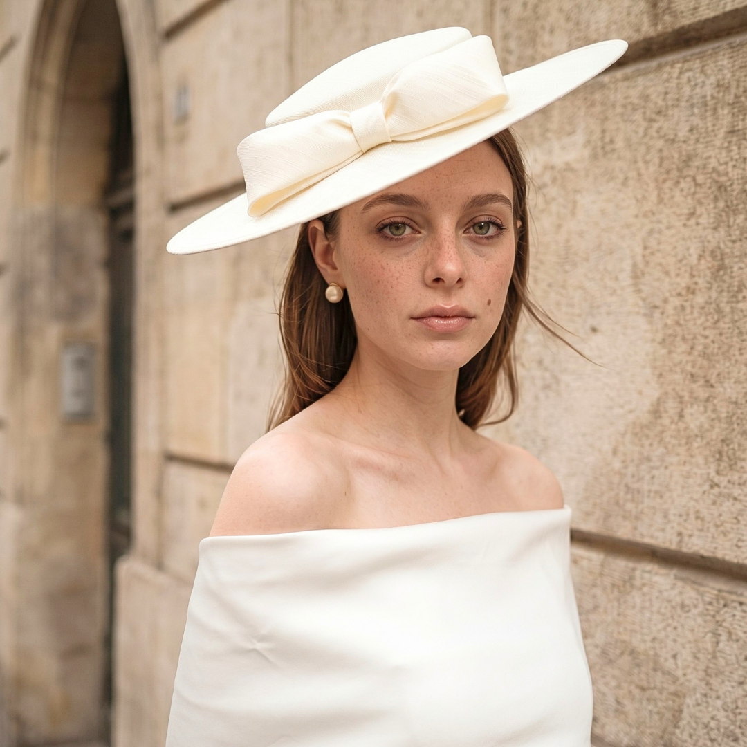 Holly Krem Renk Vualet Şapka 40 cm Özel Şapka Kutulu