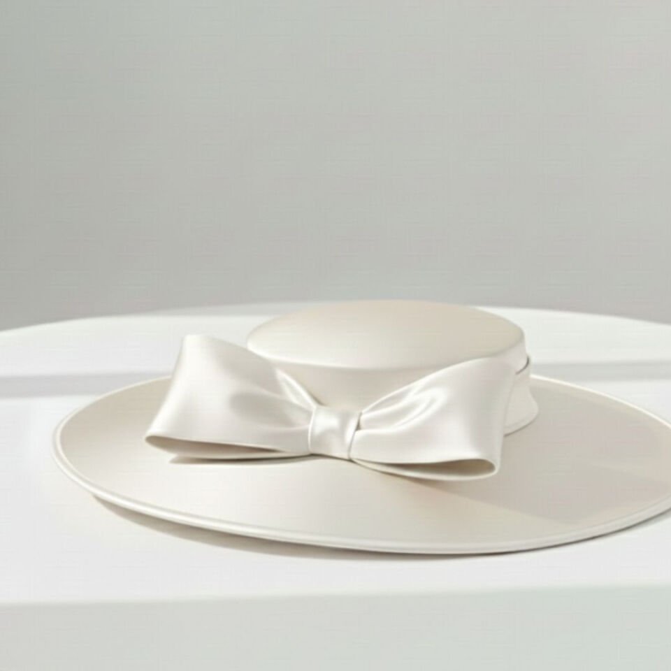 Holly Krem Renk Vualet Şapka 40 cm Özel Şapka Kutulu