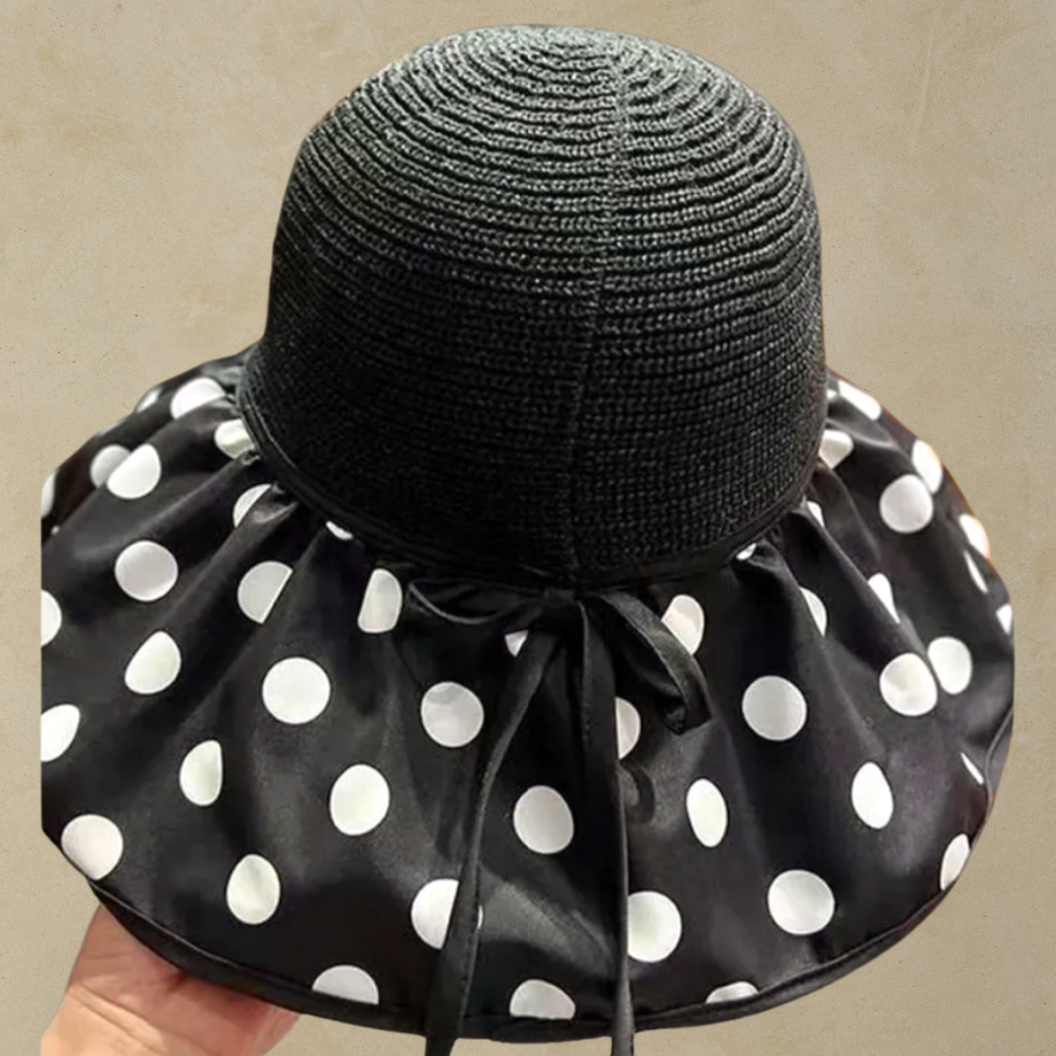 Country Siyah Beyaz Puantiyeli Şapka 45 cm