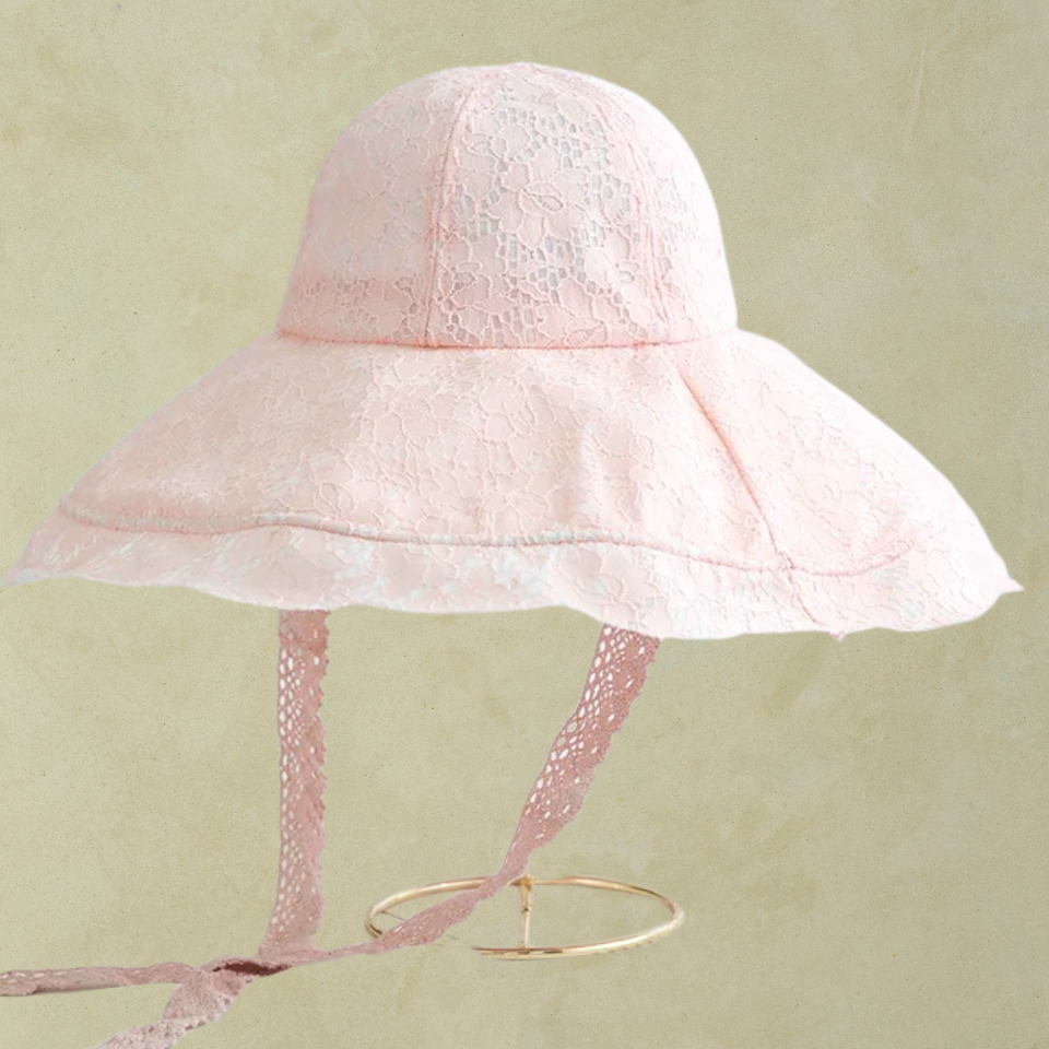 Country Pembe Renk Dantel Şapka 48 cm