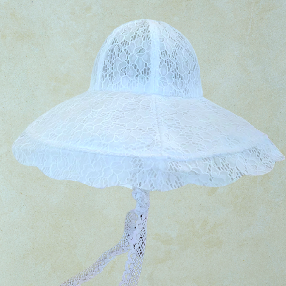 Country Beyaz Renk Dantel Şapka 48 cm