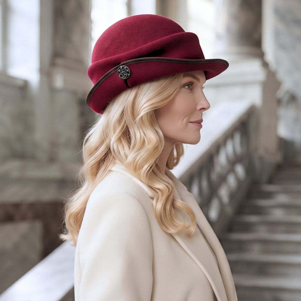 Camilla Bordo Renk Biyeli Şapka