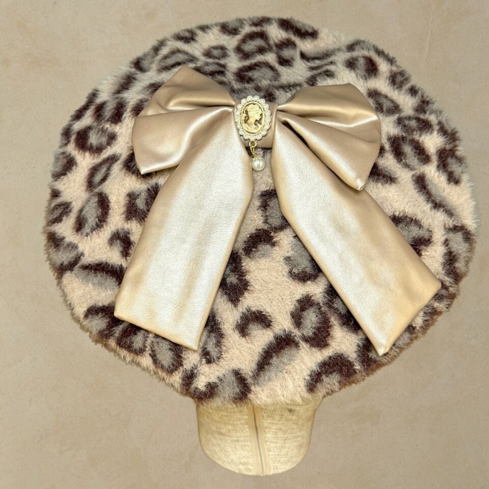 Amata Kahverengi Bej Leopar Desen Ressam Bere Yetişkin Boy