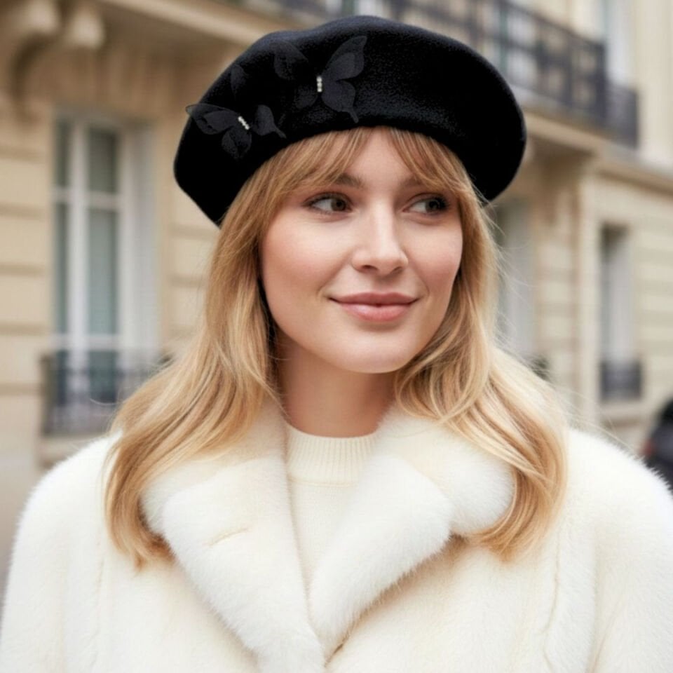 Amata Siyah Renk Ressam Bere Yetişkin Boy L Beden