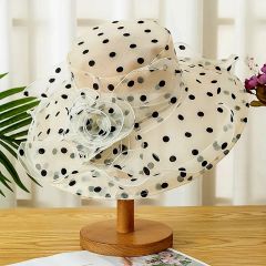 Agatha Ekru Siyah Renk Şapka 42 cm