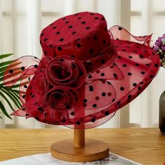 Agatha Bordo Siyah Renk Şapka 42 cm