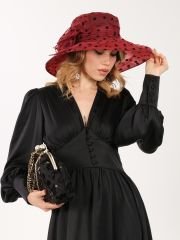 Agatha Bordo Siyah Renk Şapka 42 cm