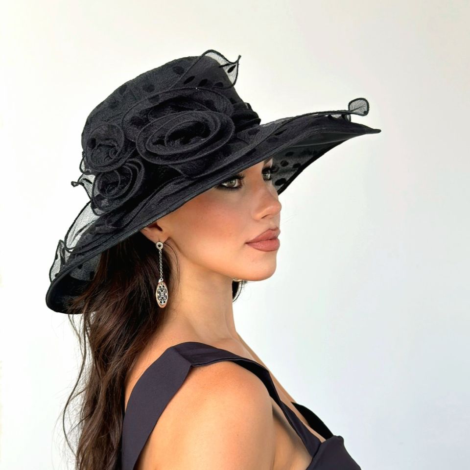 Agatha Siyah Renk Şapka 42 cm