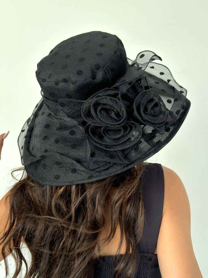 Agatha Siyah Renk Şapka 42 cm