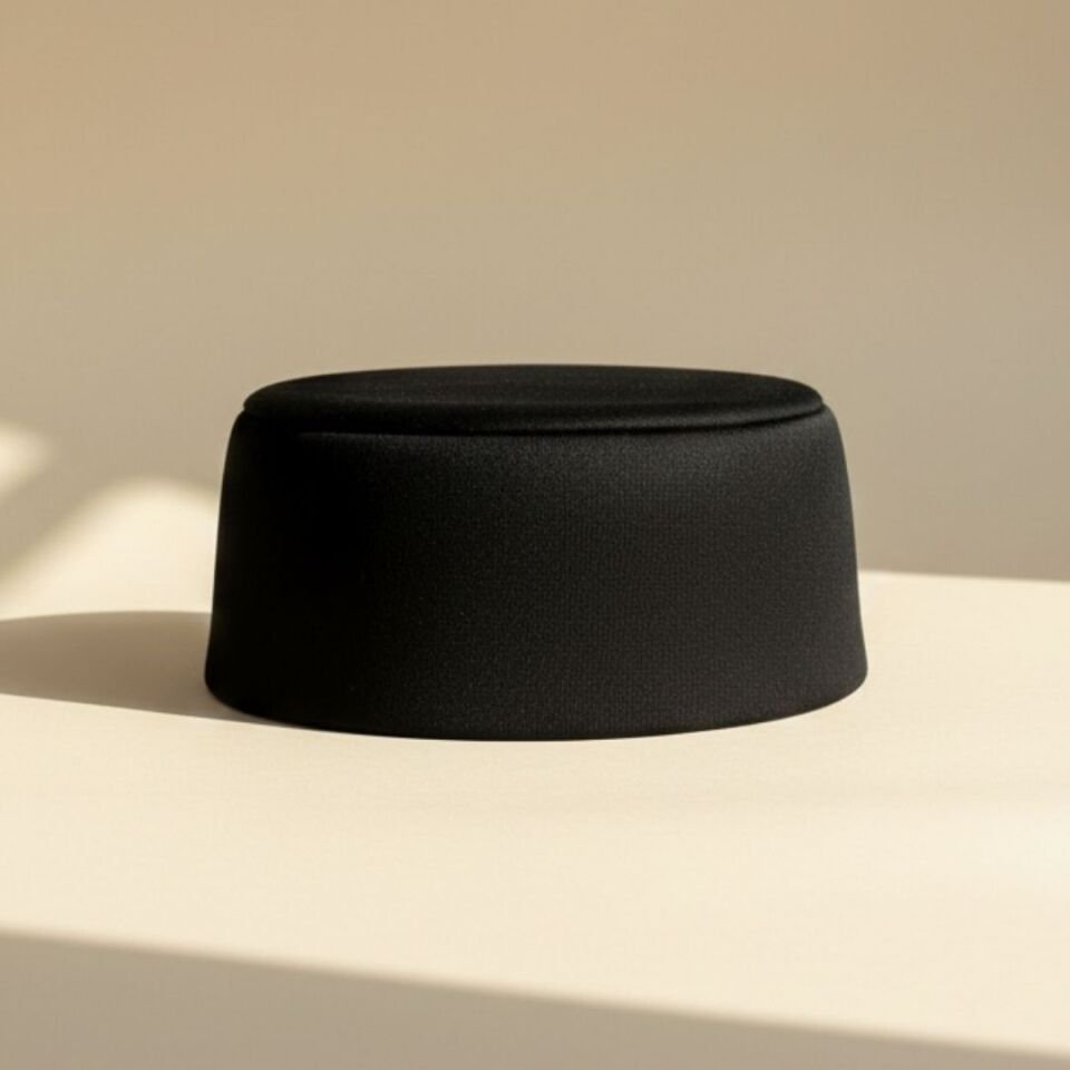 Nora Siyah Renk Mat Saten Şapka 57 cm