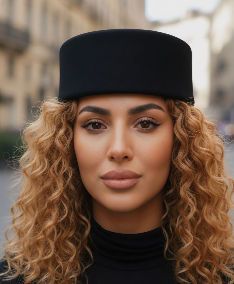 Nora Siyah Renk Kaşe Fes Şapka 57 cm