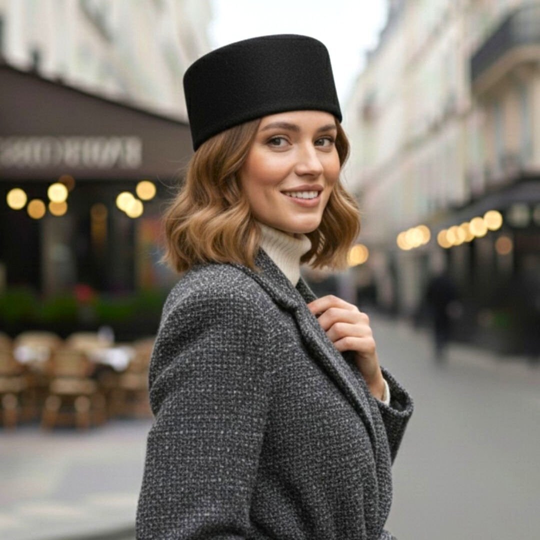 Nora Siyah Renk Kaşe Şapka 57 cm