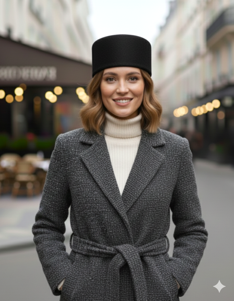 Nora Siyah Renk Kaşe Şapka 57 cm