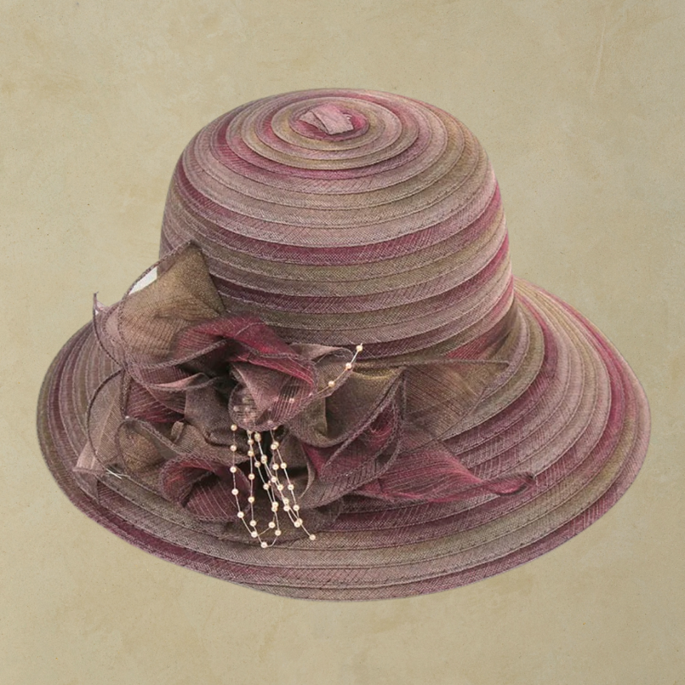 Christian Bordo  Yeşil Renk Ebruli Şapka  35 cm