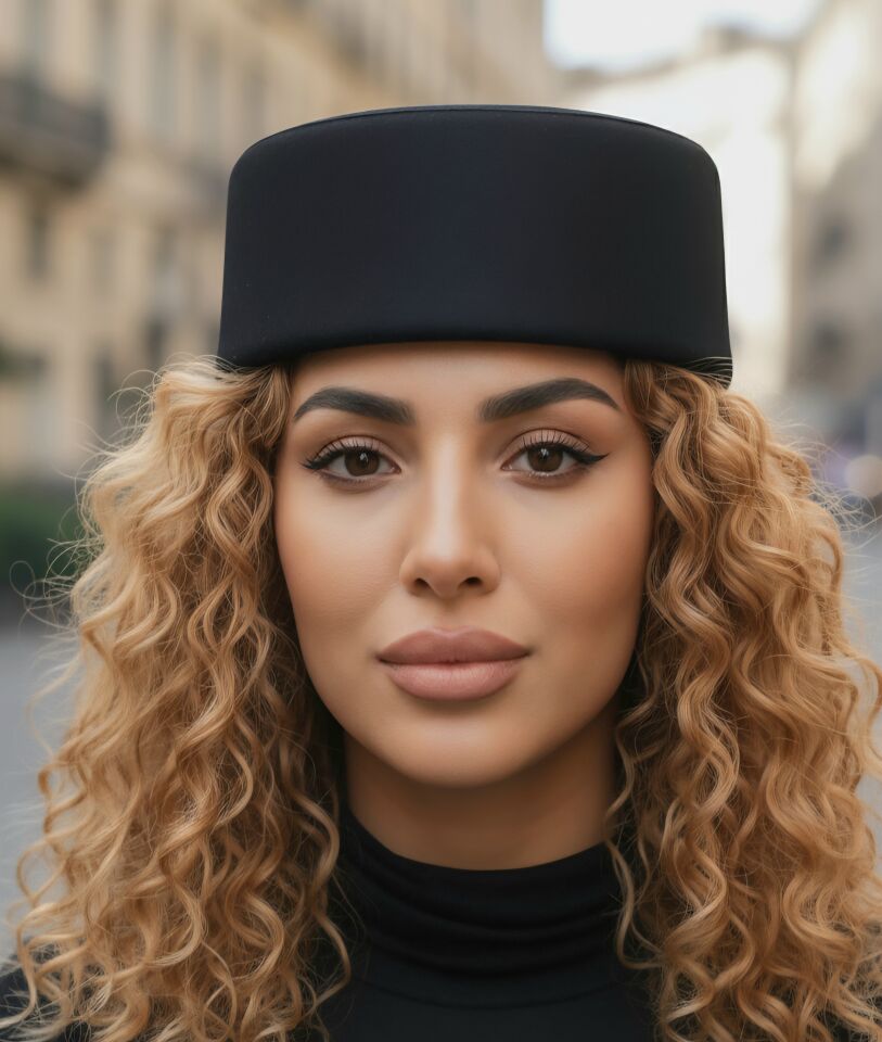 Nora Siyah Renk Saten Şapka 57 cm