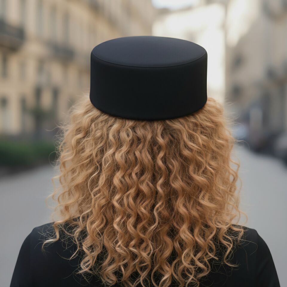 Nora Siyah Renk Saten Şapka 57 cm