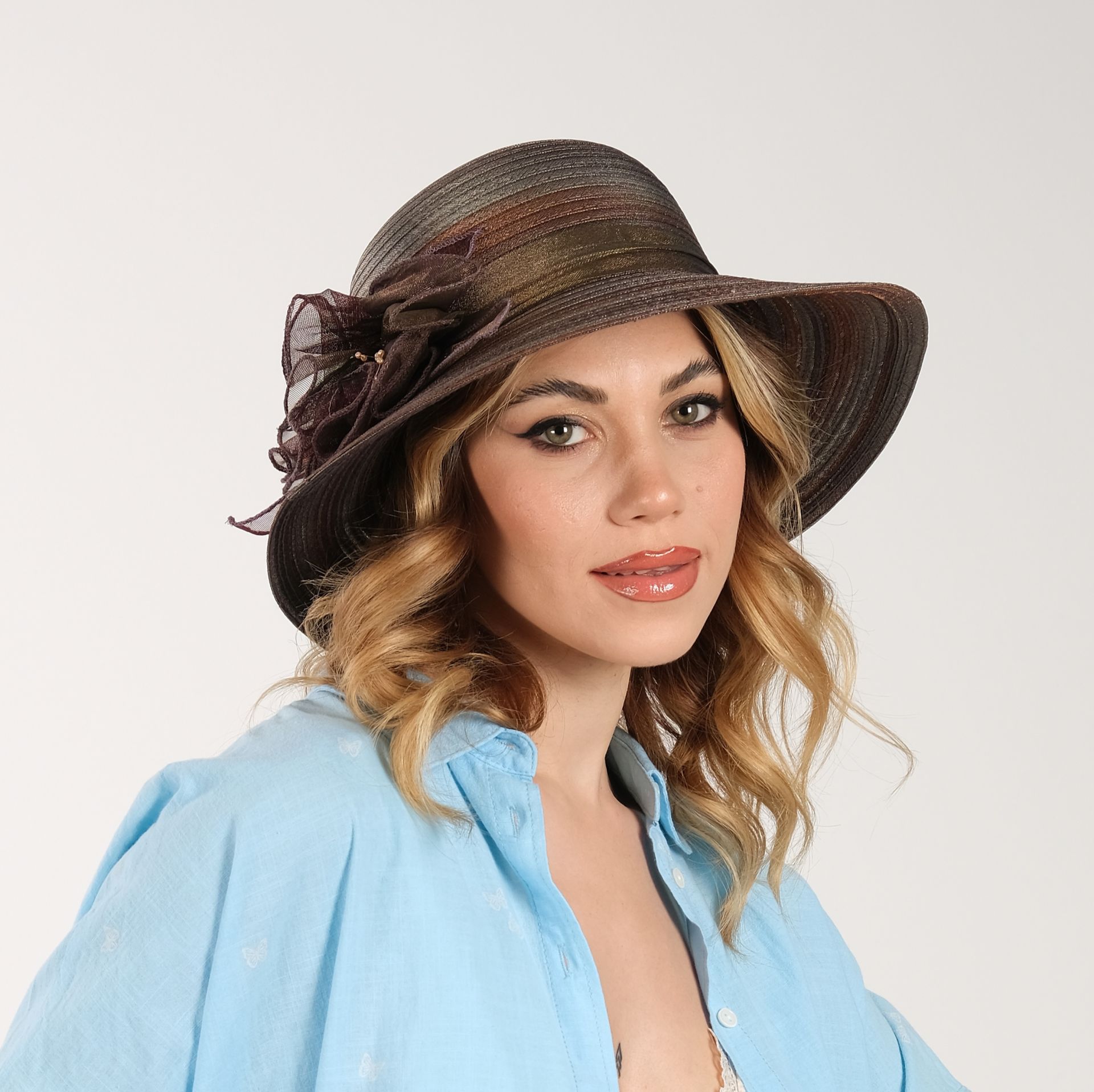 Christian Kahverengi Haki Renk Ebruli Şapka 35cm