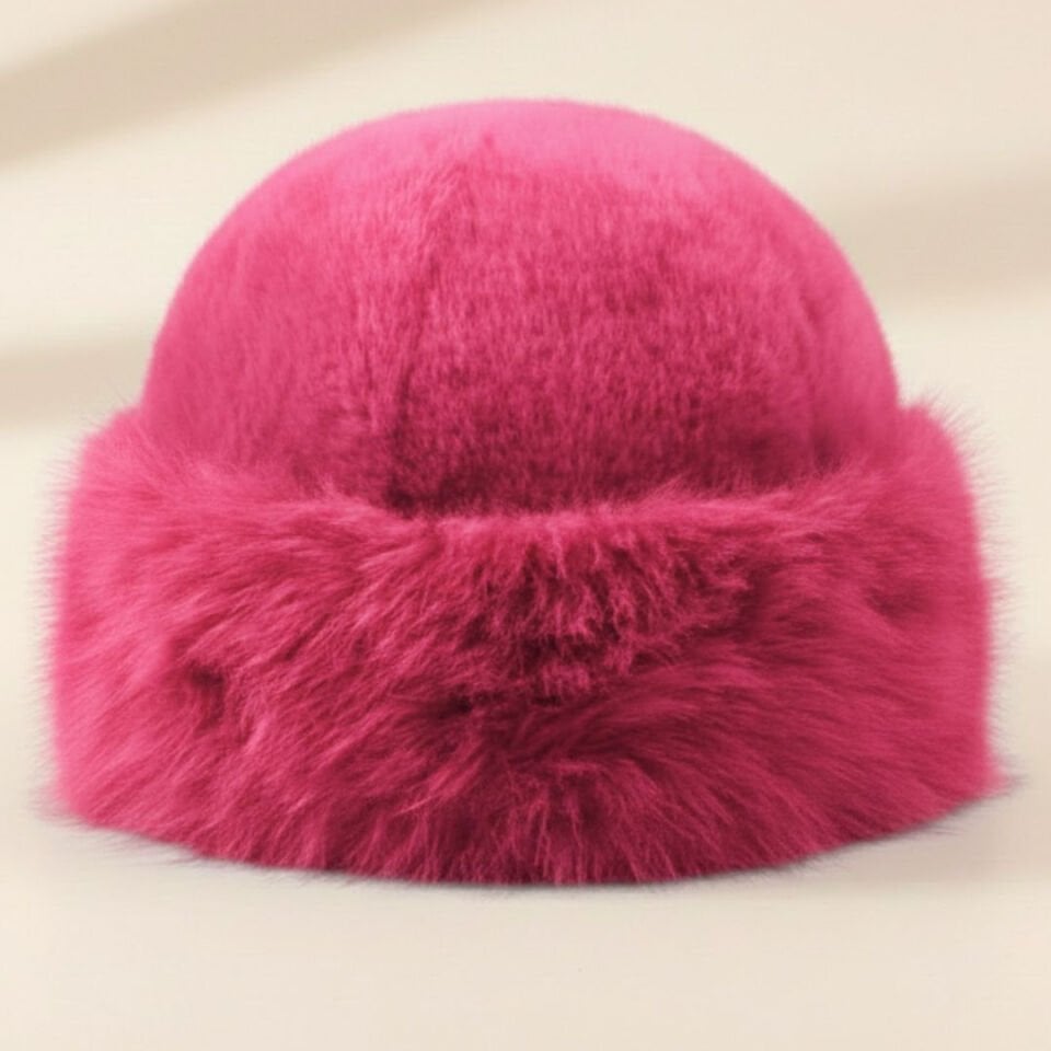 Anna Fuşya Pembe Peluş Şapka