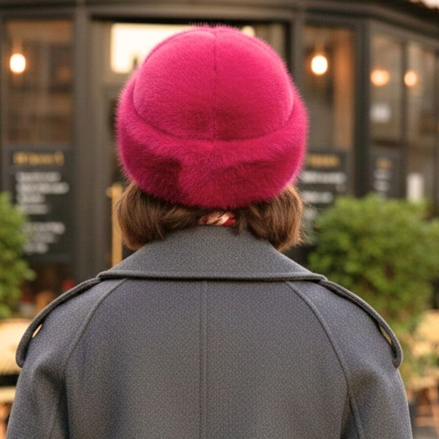 Anna Fuşya Pembe Peluş Şapka