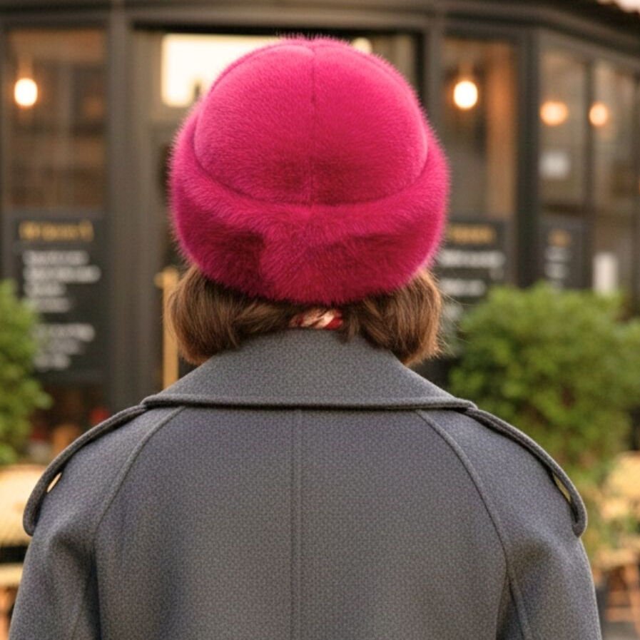 Anna Fuşya Pembe Peluş Şapka