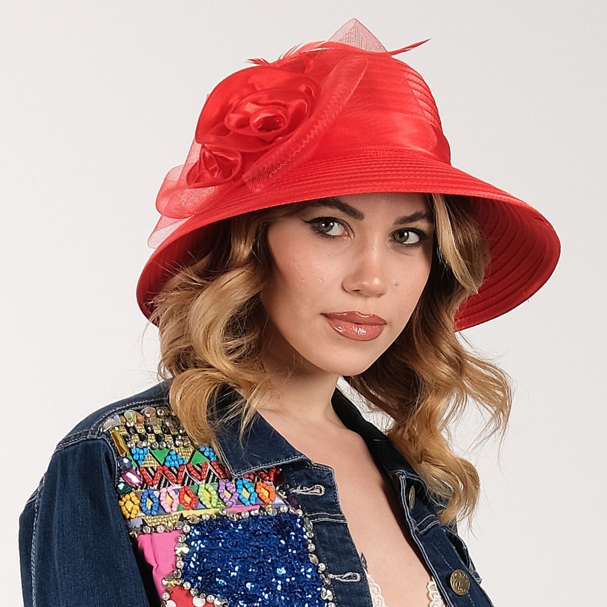 Margaret Kırmızı Renk  Şapka 35 cm