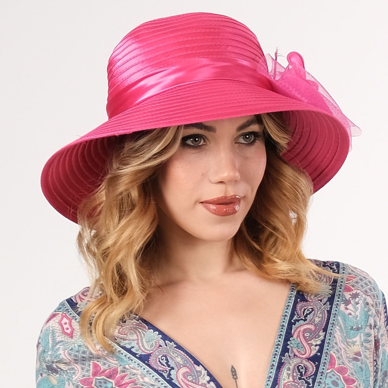 Margaret Fuşya Pembe Renk Şapka 35 cm
