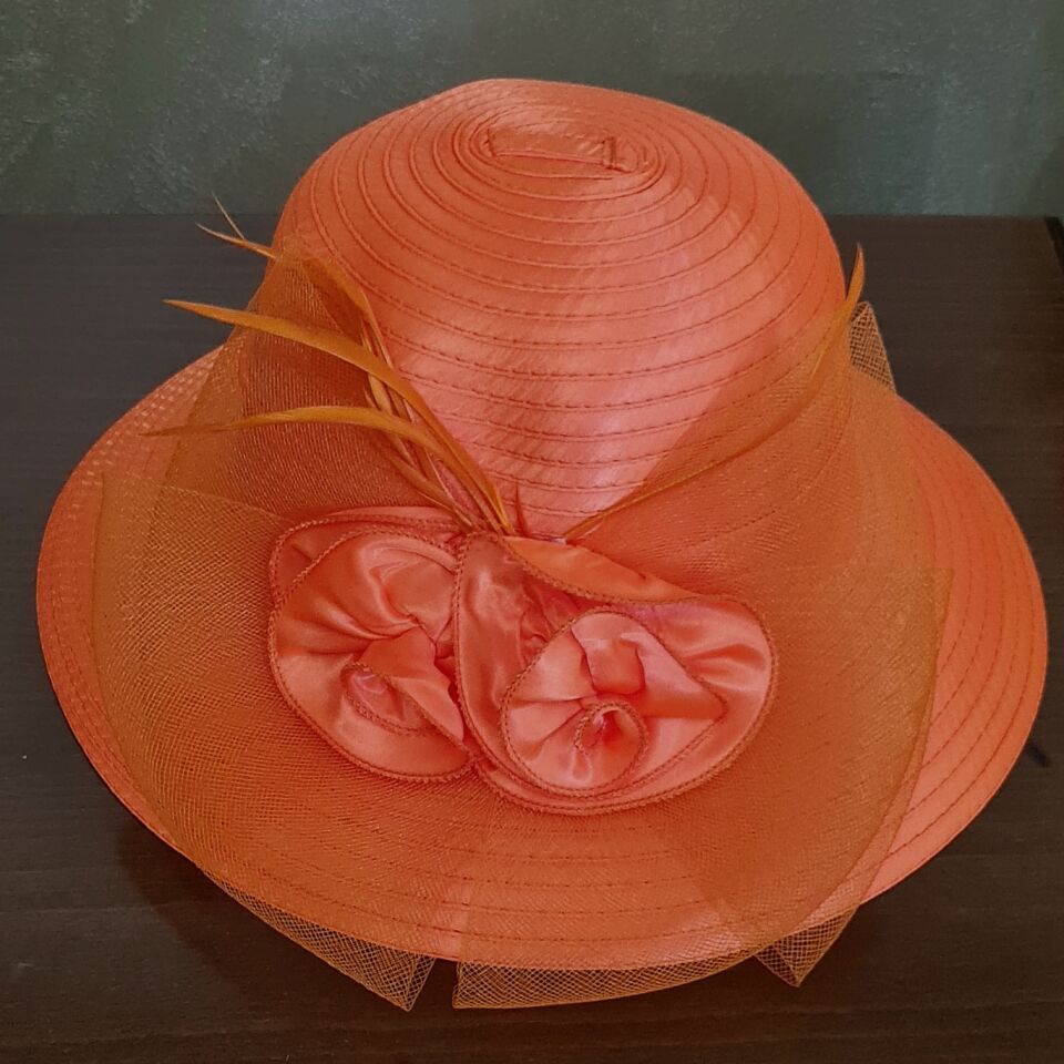 Margaret Turuncu Renk Şapka 35 cm