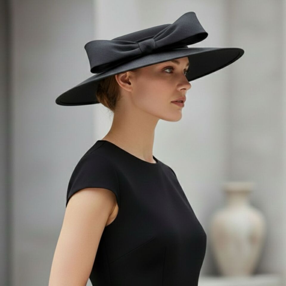 Holly Siyah Renk Vualet Şapka 40 cm