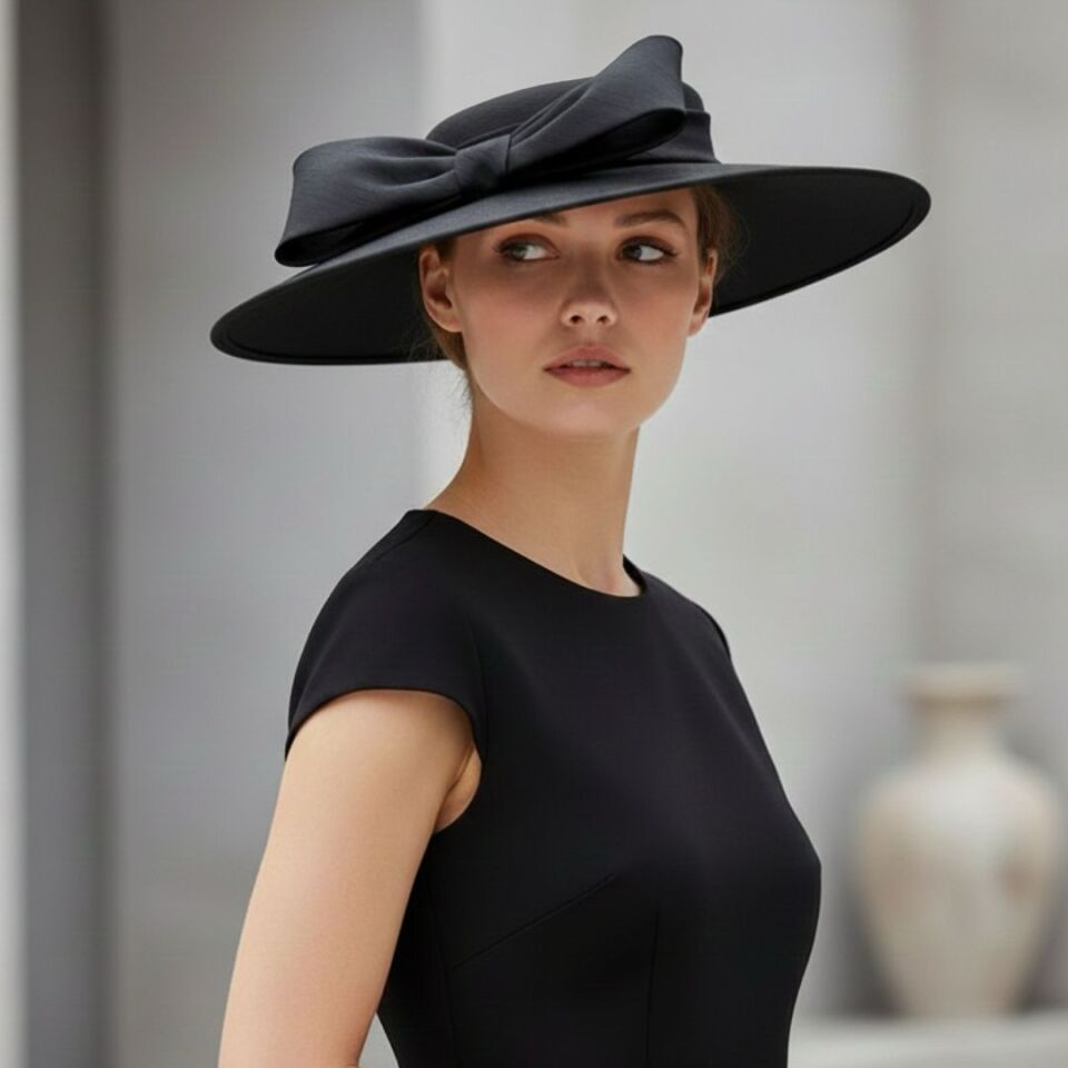 Holly Siyah Renk Vualet Şapka 40 cm