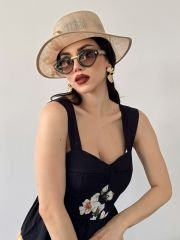 Mais Bej Renk Elegan  Şapka 33 cm - Özel Kutulu