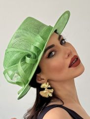 Mais Yeşil Renk Elegan  Şapka 33 cm - Özel Kutulu
