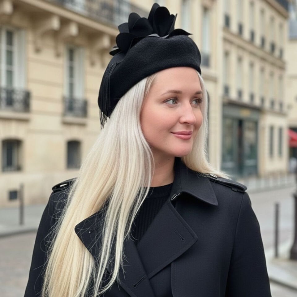 Amata Siyah Renk Ressam Bere Yetişkin Boy M Beden