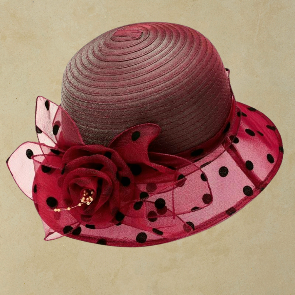 Louise Bordo Renk Puantiyeli Şapka 32 cm