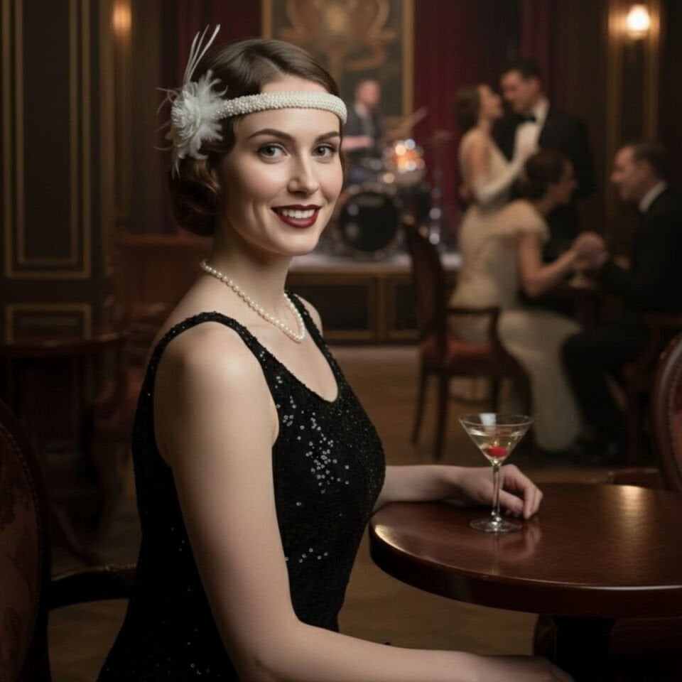 Daphne Beyaz İncili 1920s Saç Aksesuarı