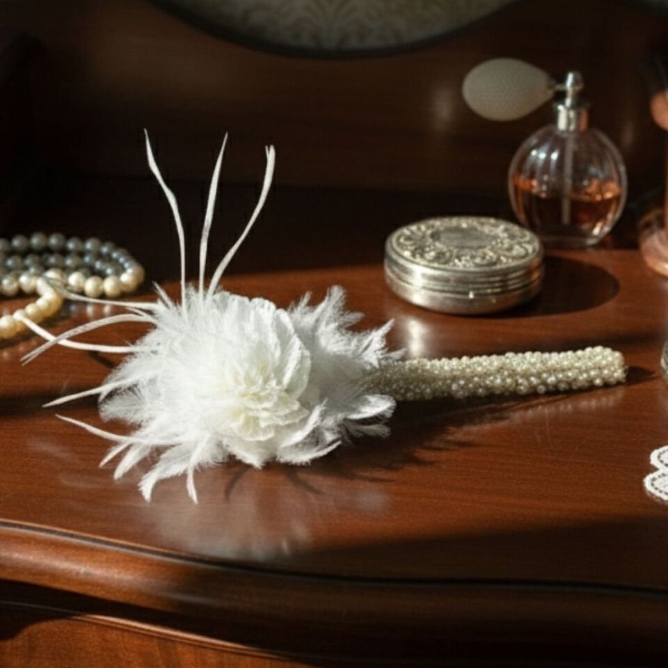 Daphne Beyaz İncili 1920s Saç Aksesuarı