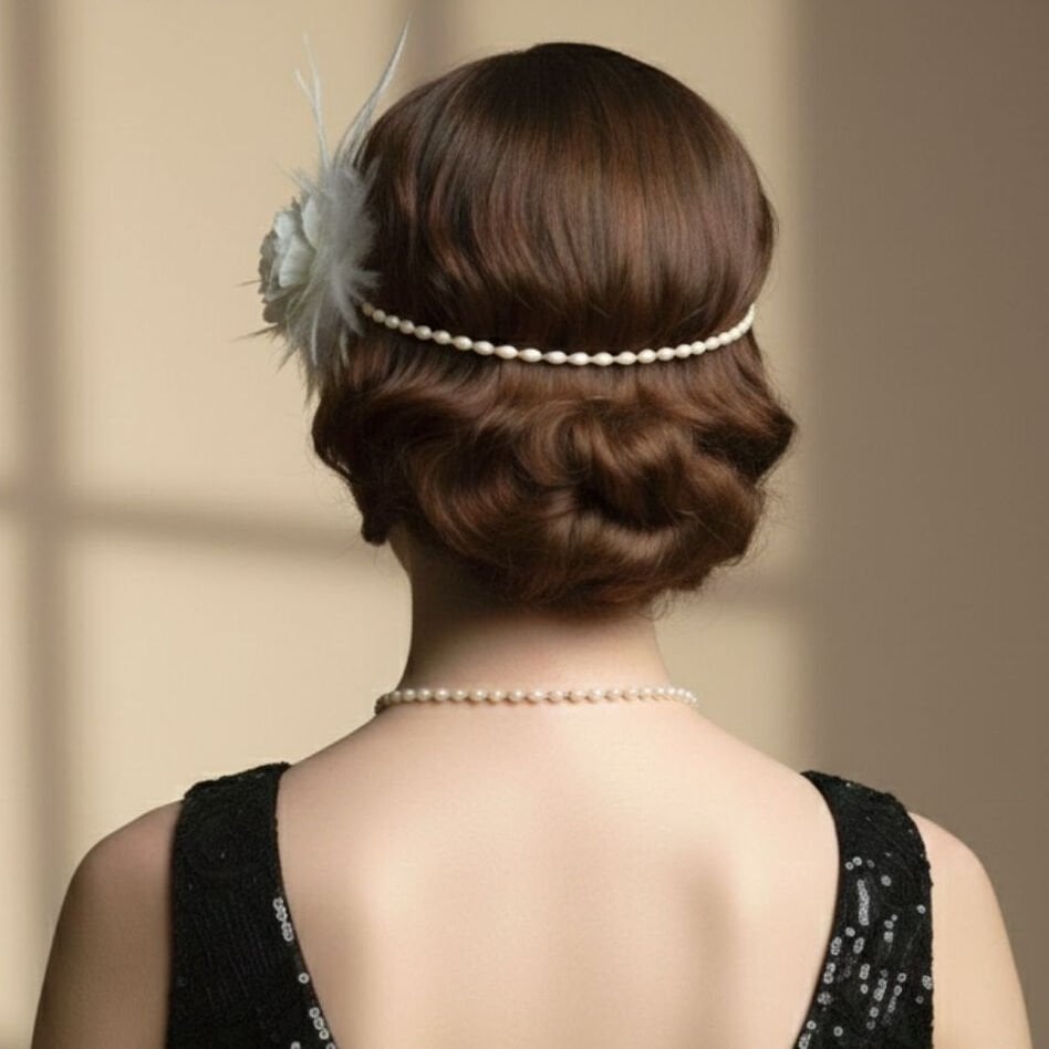 Daphne Beyaz İncili 1920s Saç Aksesuarı