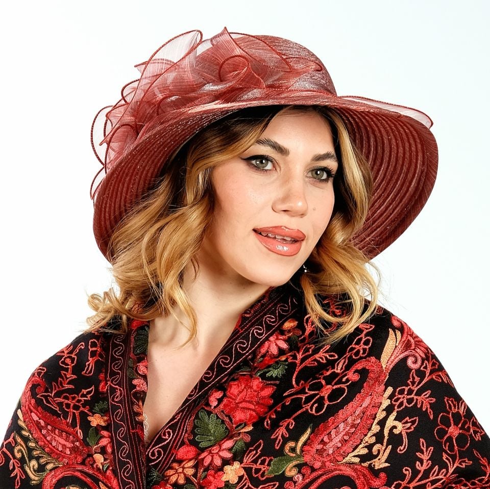 Diana Bordo Renk Şapka 35 cm