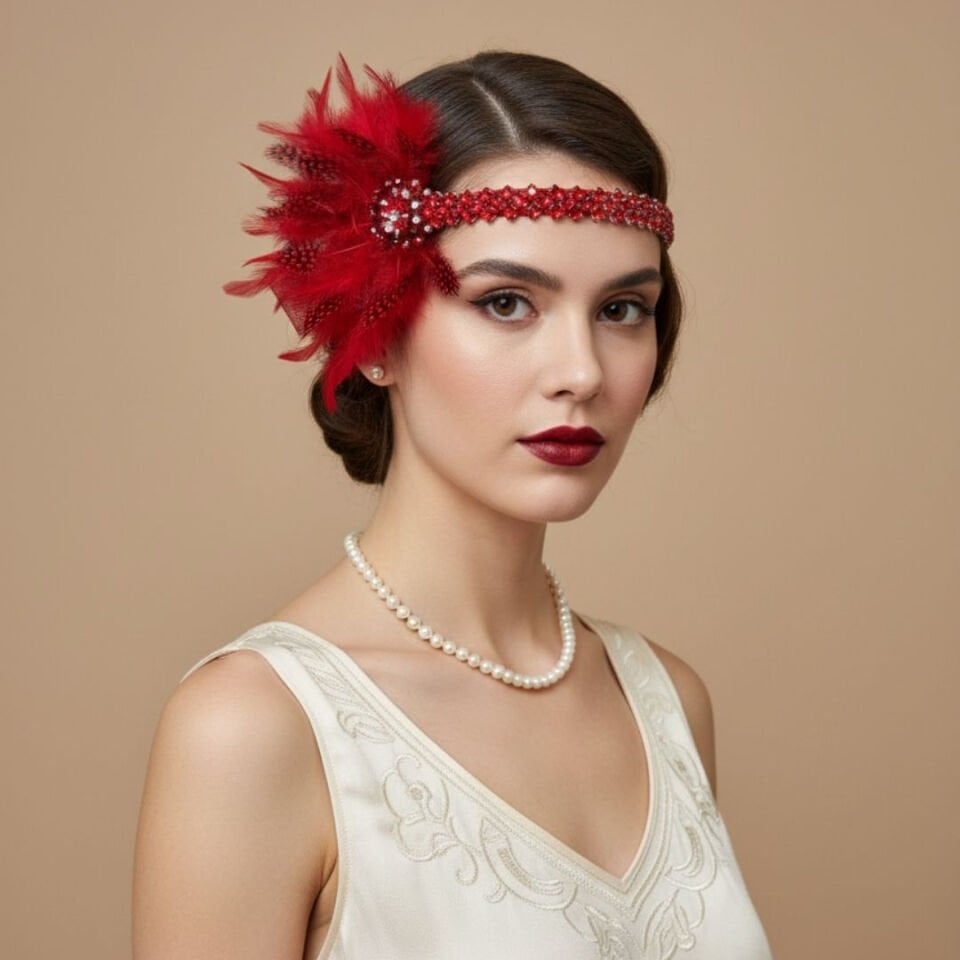 Daphne Kırmızı 1920s Saç Aksesuarı