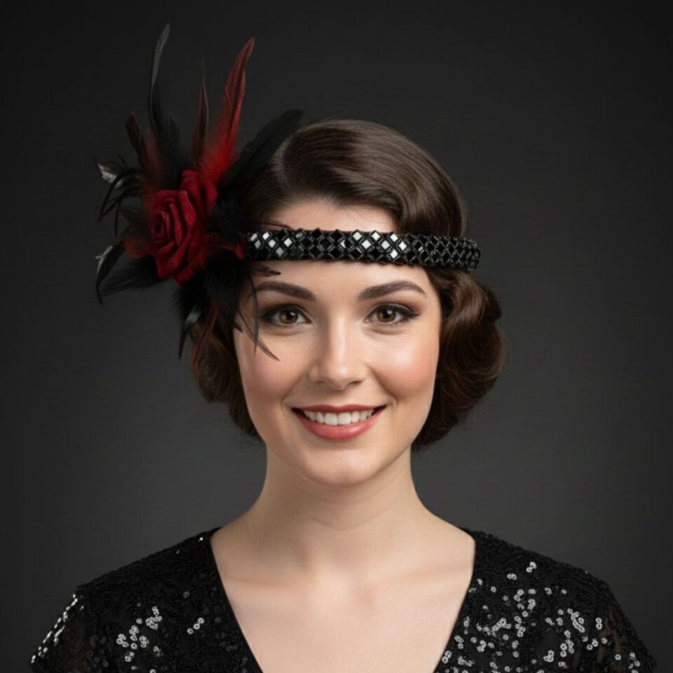 Daphne Kırmızı 1920s Saç Aksesuarı