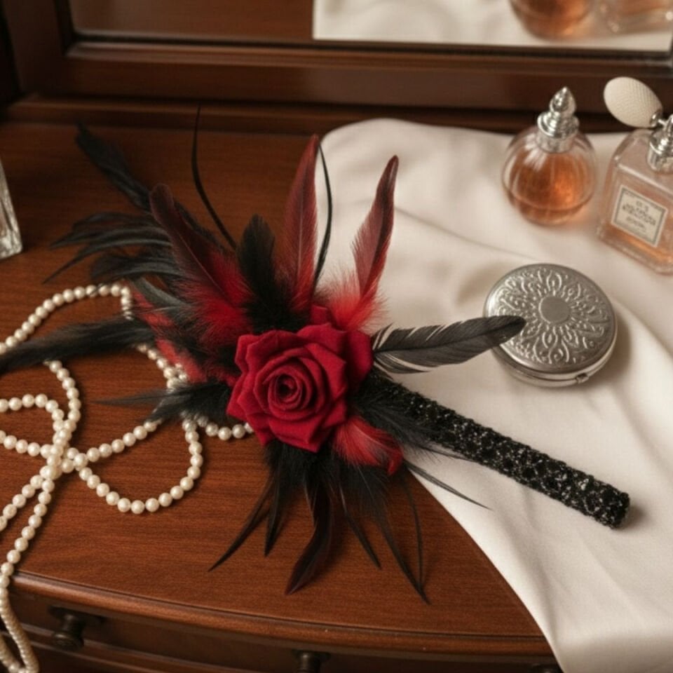 Daphne Kırmızı 1920s Saç Aksesuarı