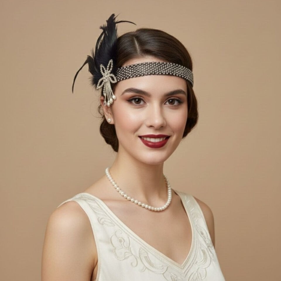 Daphne Siyah 1920s Saç Aksesuarı