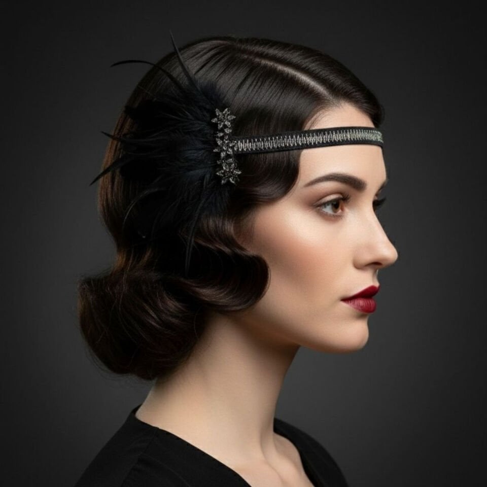 Daphne Siyah 1920s Saç Aksesuarı