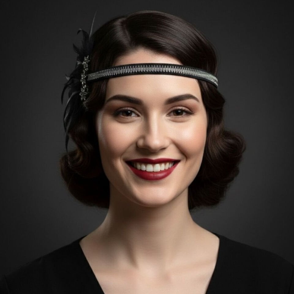 Daphne Siyah 1920s Saç Aksesuarı